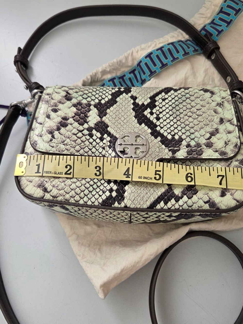 Tory Burch Snake-Print Leather Shoulder Bag Crossbody - Picture 8 of 11